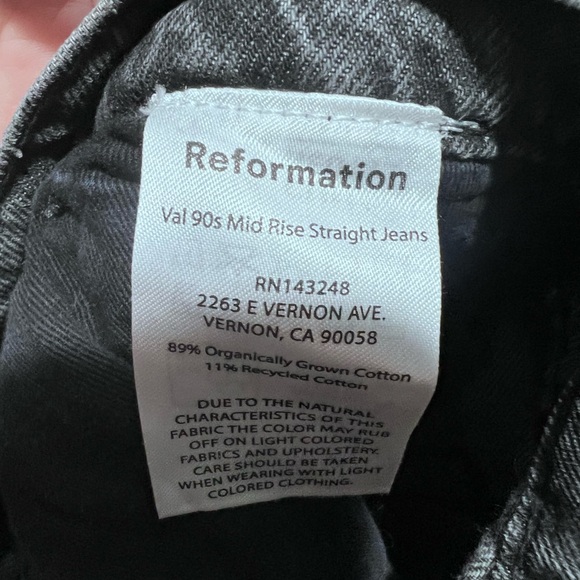 Reformation Val 90s Mid Rise Straight Leg Black Denim Jeans 27 size women’s - Picture 6 of 13